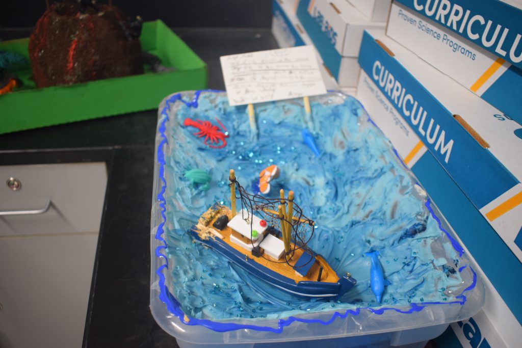 A landforms project with a boat