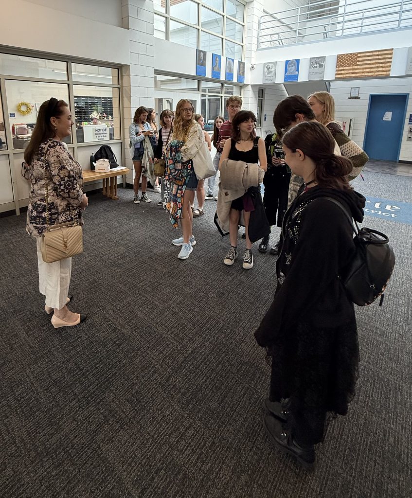 Students in a lobby