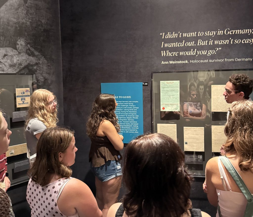 Students view a display