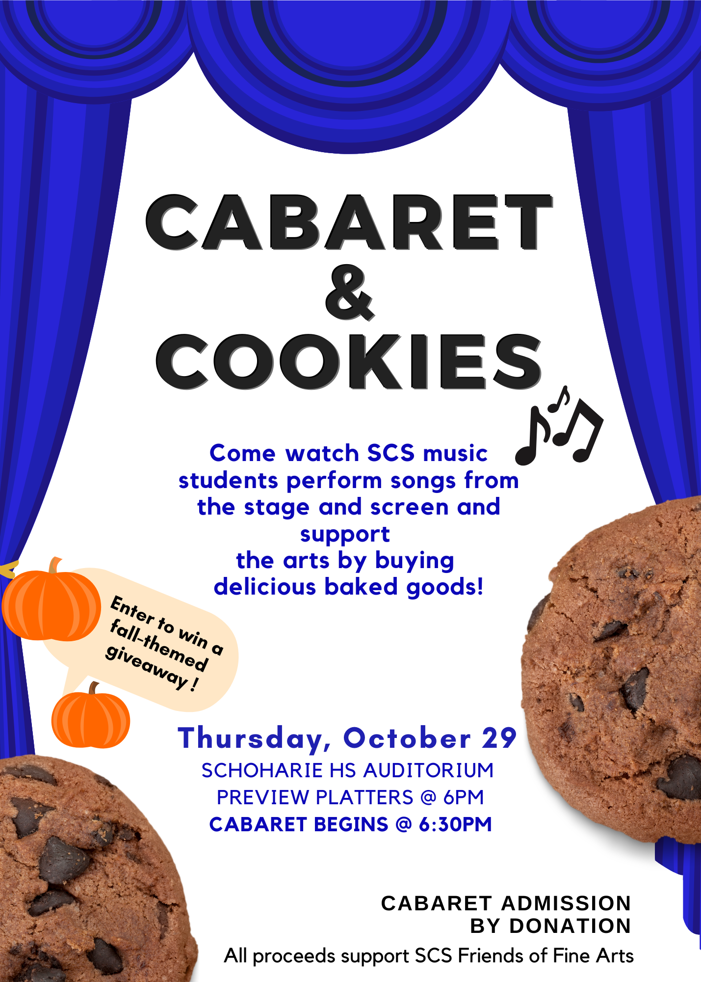 Cabaret and cookies is scheduled for Thursday, Oct. 28