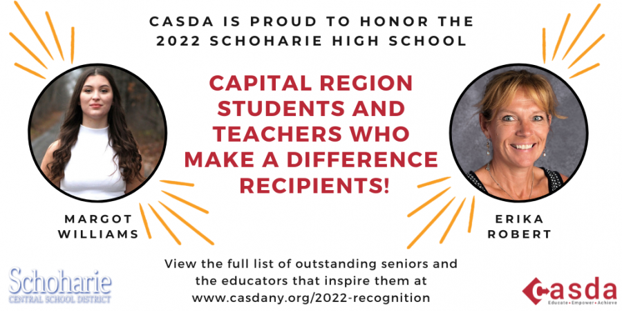 Congratulations to Margot Williams and Erika Robert who were selected as the Capital Area School Development AssociationStudent/Teacher award winners! We are proud of both of you