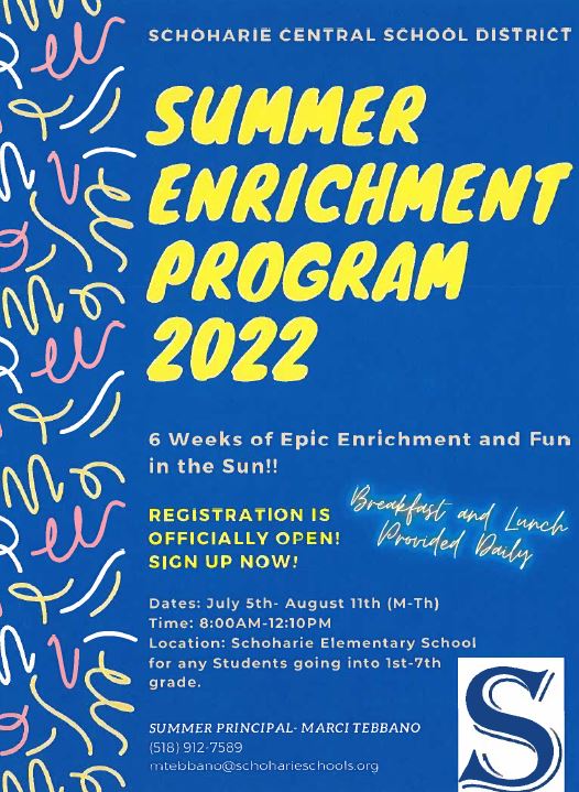 A flyer for the summer enrichment program